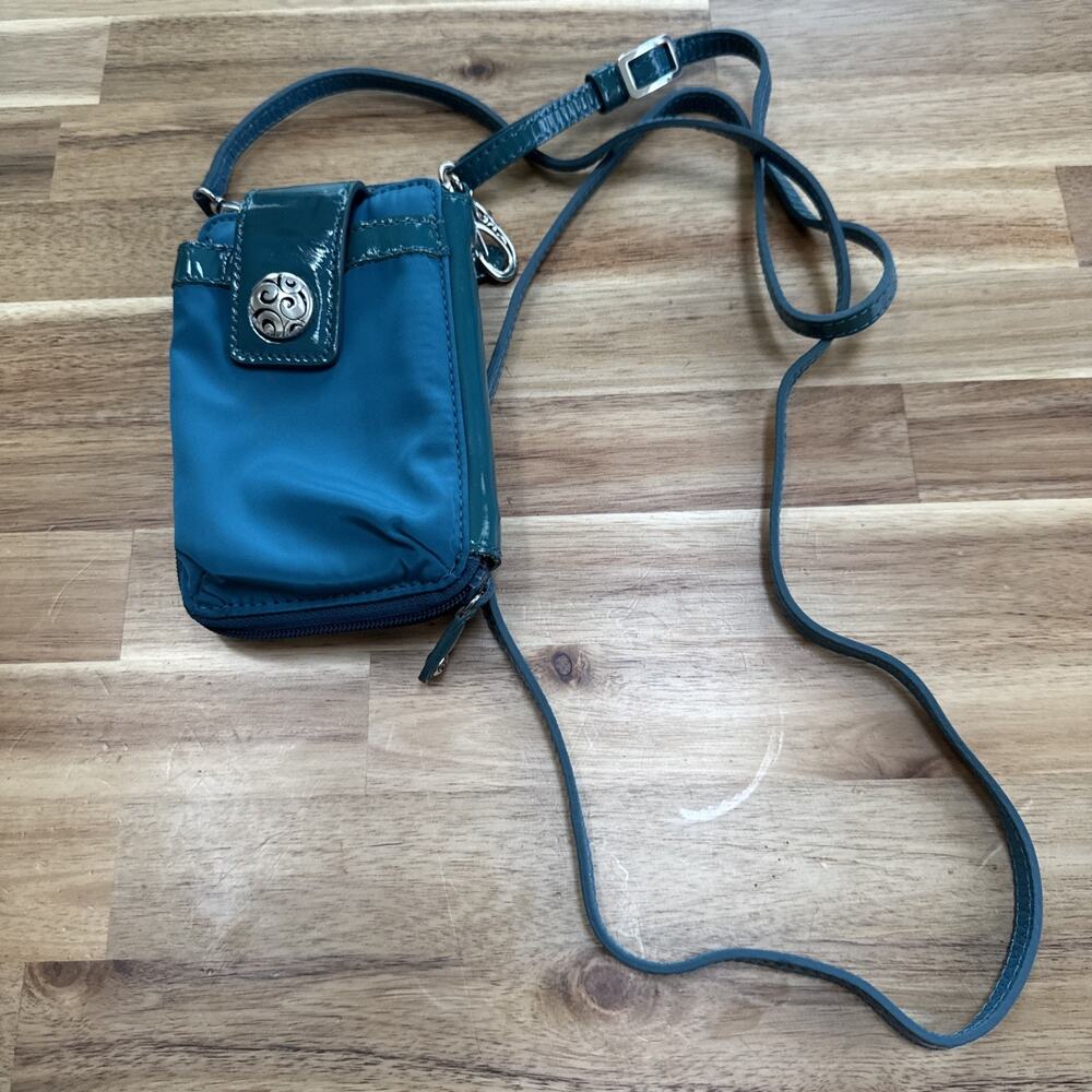 Brighton Women’s Teal Crossbody Wallet Purse Leather Organizer Phone Bag Small‎
